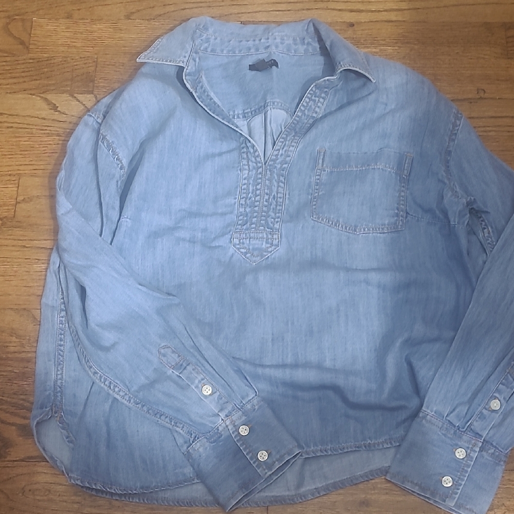 Talbots Light Blue Denim V Neck